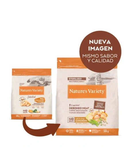 Comida para Gato Esterilizado NATURES VARIETY Healthy Grain de Pollo 3kg